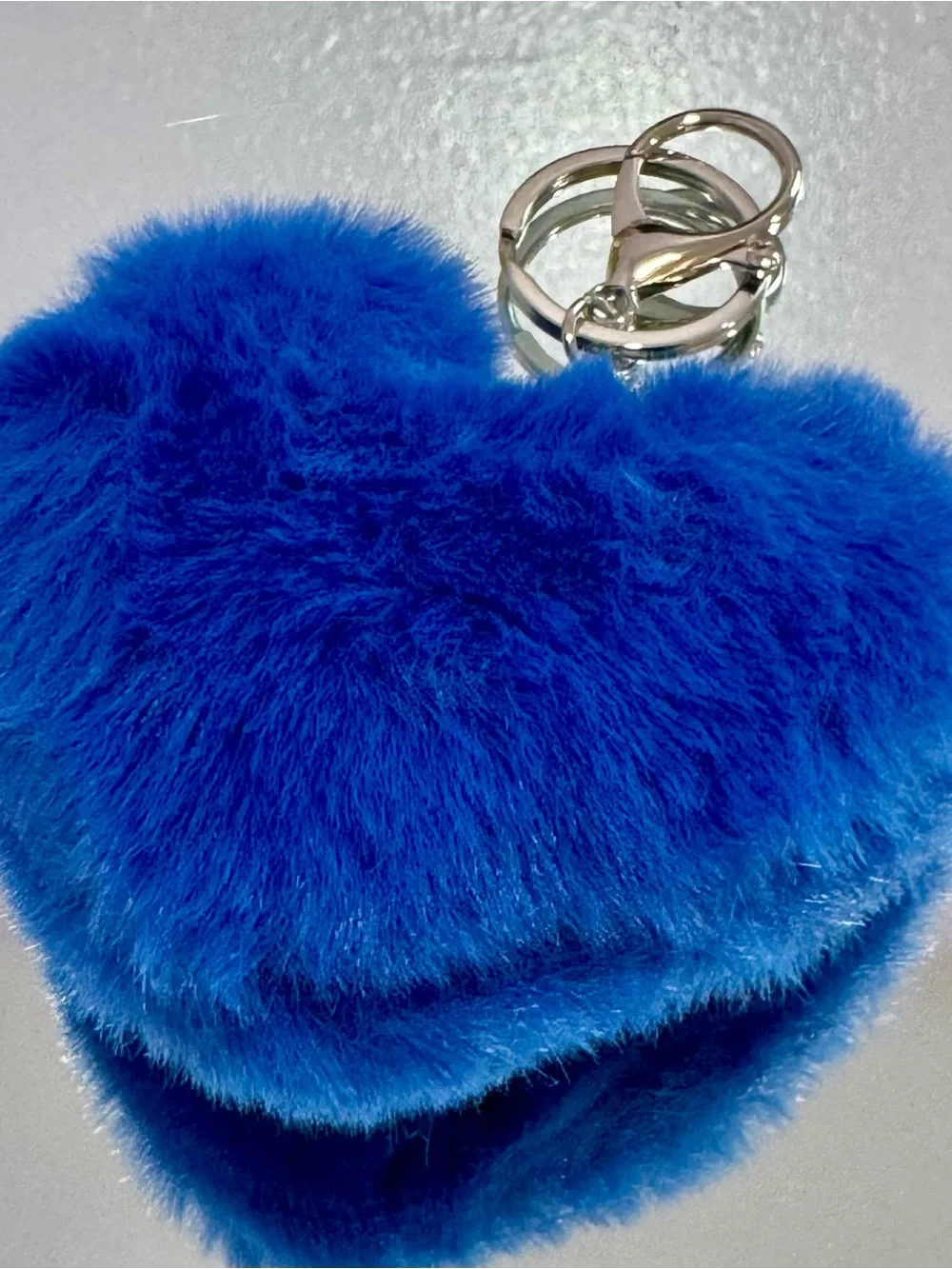 New Royal Blue Faux Fur Fluffy Heart